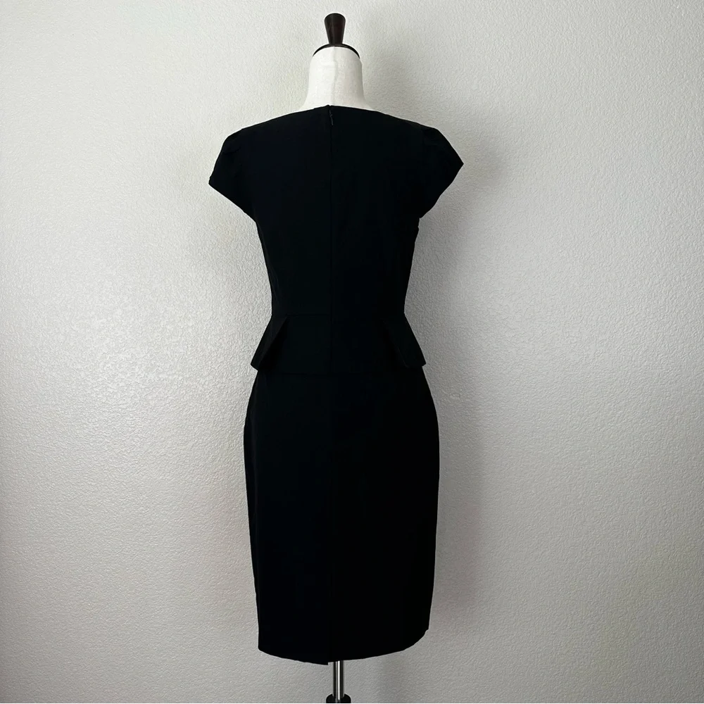 J. Crew Wool Blend Black Peplum Waist Dress, Size 4
